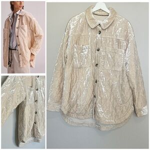 Anthropologie Crushed Velvet Button Shacket